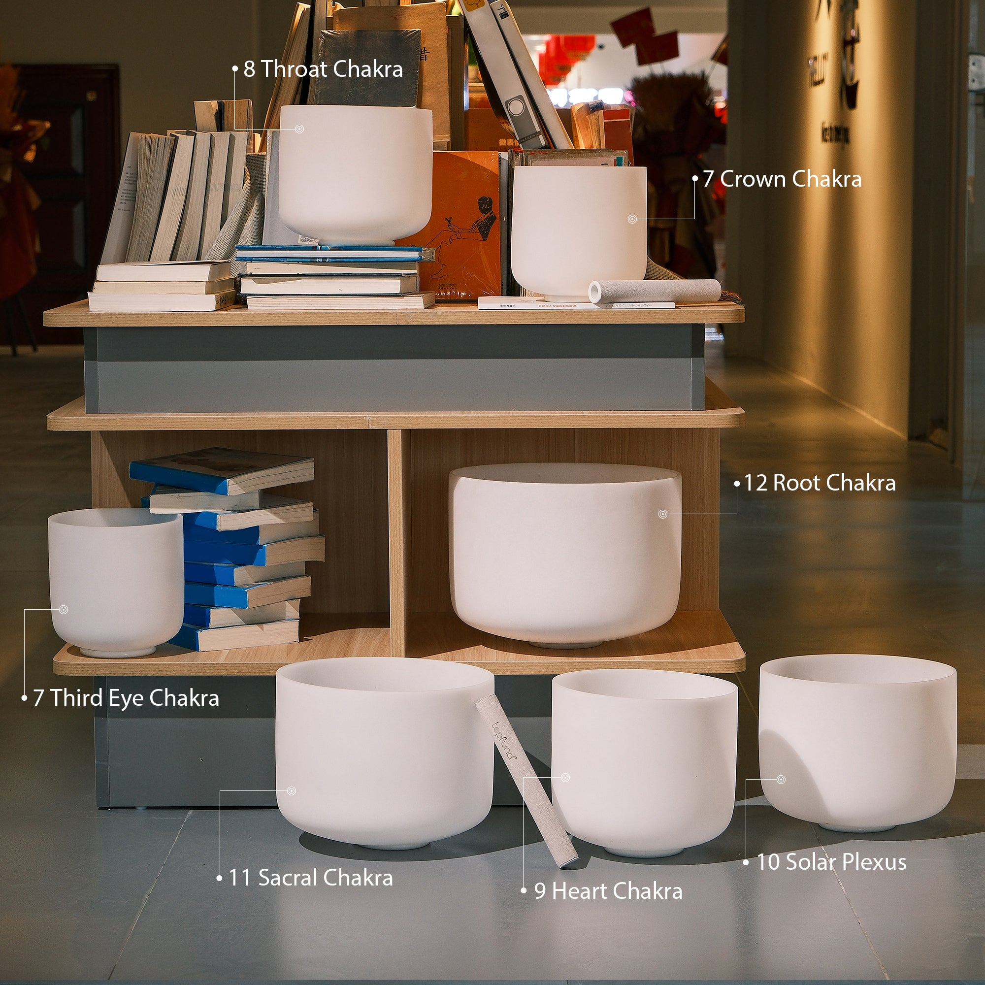 TOPFUND 432Hz 7-12 inch Set of 7 Crystal Singing Bowls - TOPFUND Crystal Singing Bowl